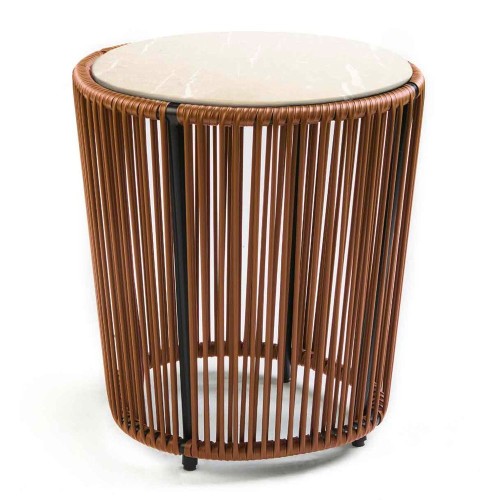 Mesa auxiliar Cartagenas crema nuova mármol, marrón caramelo, negro ames