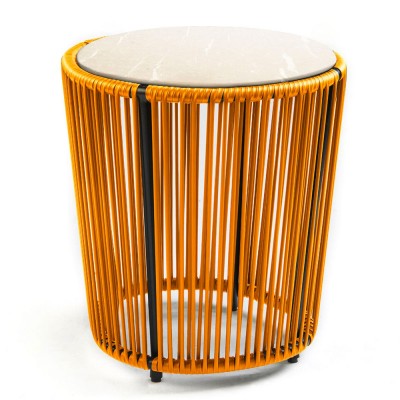 Mesa auxiliar Cartagenas crema nuova mármol, amarillo miel, negro ames ames