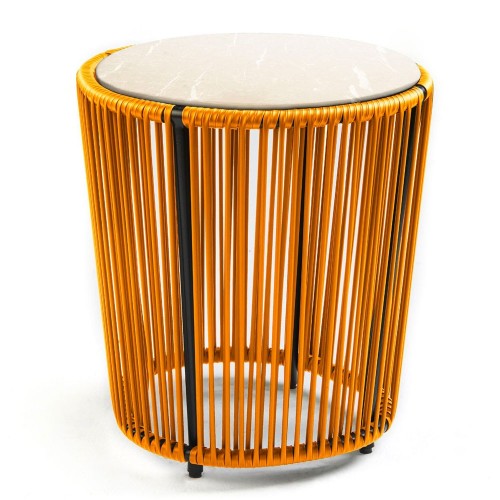 Cartagenas side table crema nuova marble, honey yellow, black ames