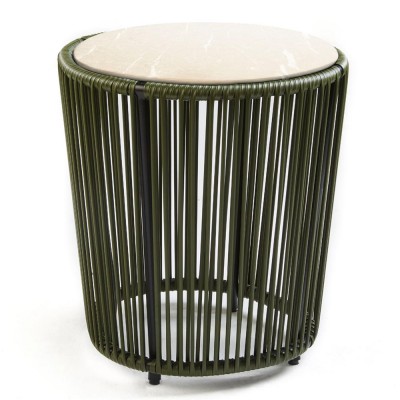 Cartagenas side table crema nuova marble, olive green, black ames ames