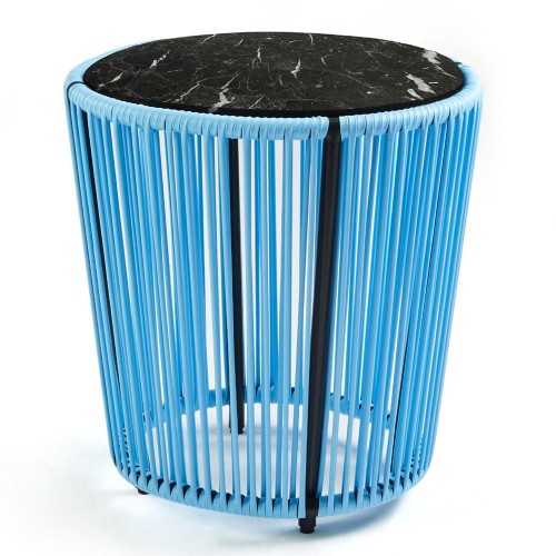 Tavolino Cartagenas in marmo nero, blu pastello, nero ames