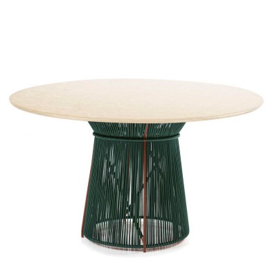 Mesa Caribe Chic crema nuova mármol, verde musgo, cobre ames ames