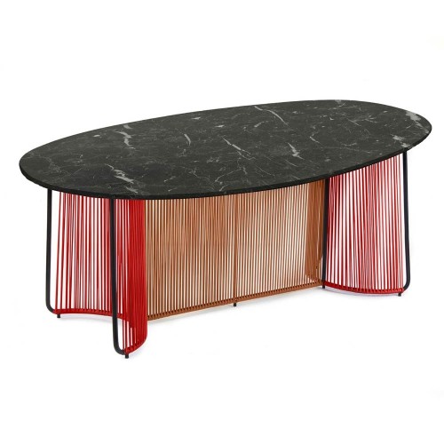 Cartagenas tafel marmer nero, koraal, karamel bruin ames