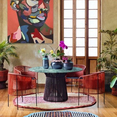 Caribe Chic lounge chair zwart rood, mosgroen, koper ames 2