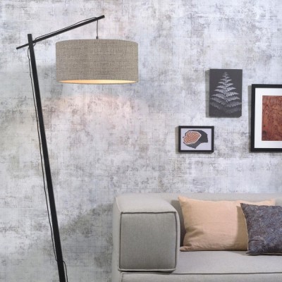 Lampada da terra Andes in lino nero e scuro Good & Mojo Good & Mojo