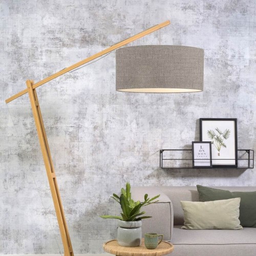 Lampada da terra Mont Blanc lino naturale e scuro Good & Mojo