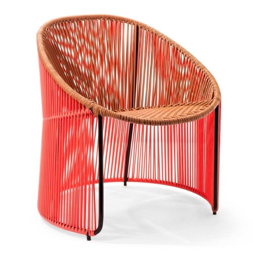 Lounge Chair Cartagenas coral, caramel brown, black ames
