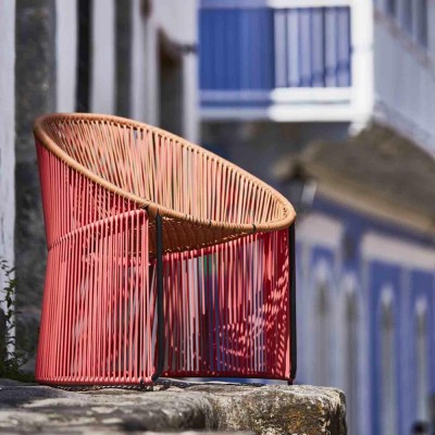 Cartagenas loungestoel koraal, karamelbruin, zwart ames 2