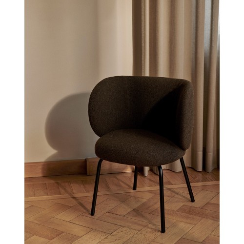 Rico Dining Chair - Hallingdal Dark Grey Brown/Black