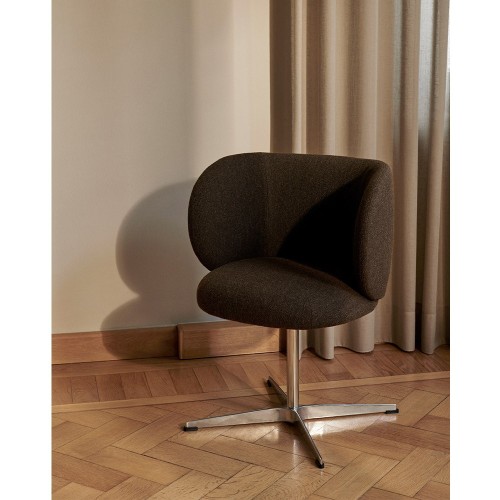 Silla de comedor Rico - Giratoria - Hallingdal Gris oscuro marrón