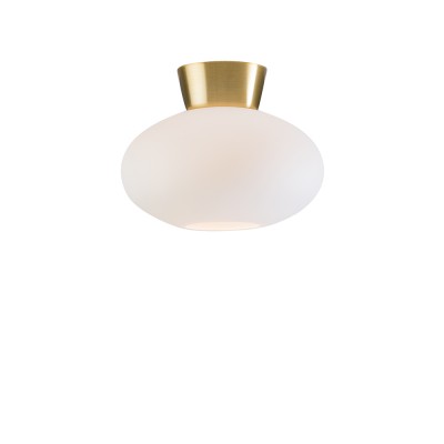Bullo plafondlamp - messing/opaal glas Belid
