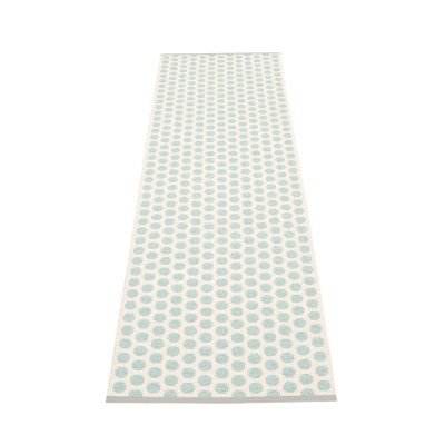 Tappeto Noa Turchese pallido, Vaniglia, Bordo grigio caldo Pappelina