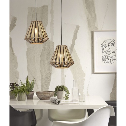 Suspension diamant Merapi - noir et naturel