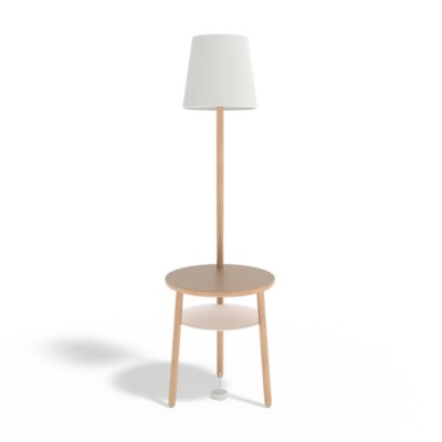 Gueridon-Lampe Josette, Eiche natur, weißer Schirm 2