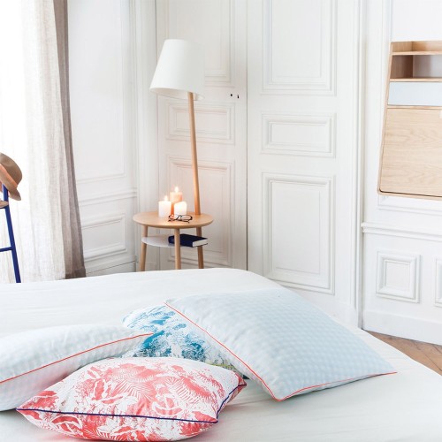 Lampada gueridon Josette, rovere naturale, paralume bianco