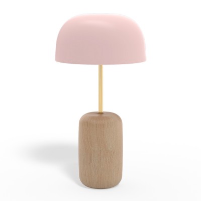 Lampada da tavolo Nina, stelo in ottone e paralume rosa chiaro Hartô