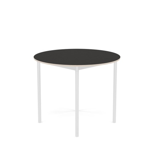 Round black table with white base 90cm