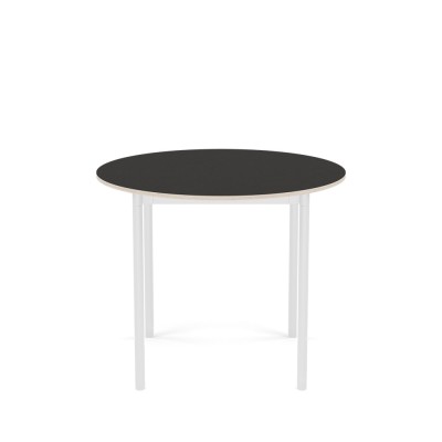 Mesa con base redonda negra y marco blanco 90cm 2