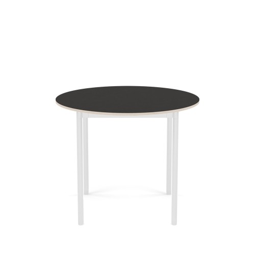 Round black table with white base 90cm