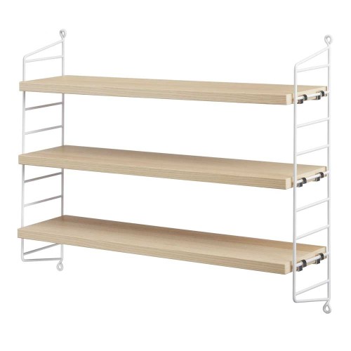 Estante de bolsillo de hilo fresno y blanco String Furniture