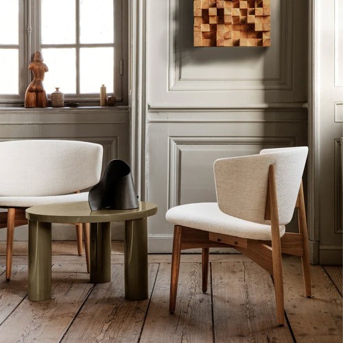 Herman Loungestoel - Eiken/Kleurloos Wit