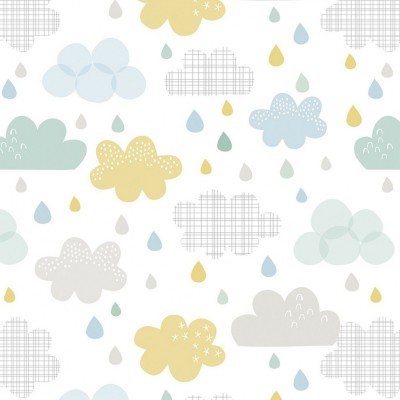 Papier peint nuages et gouttes - SMILE IT'S RAINING Lilipinso