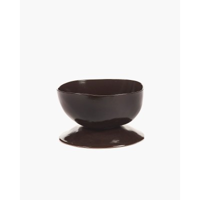 Tall bowl on foot L La Mère - dark brown