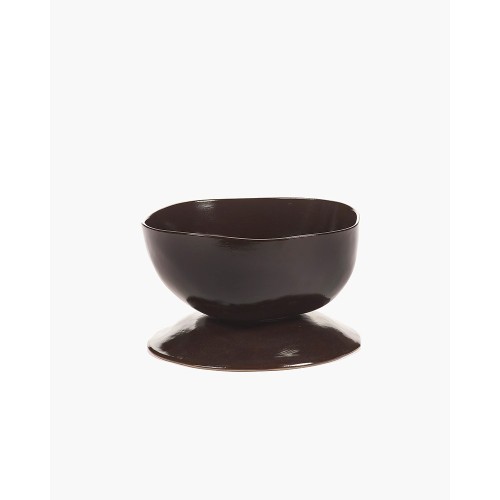 Tall bowl on foot L La Mère - dark brown