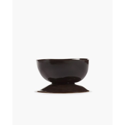 Tall bowl on foot L La Mère - dark brown