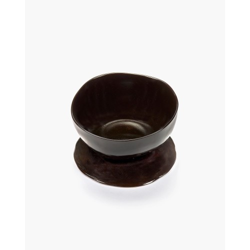Tall bowl on foot L La Mère - dark brown