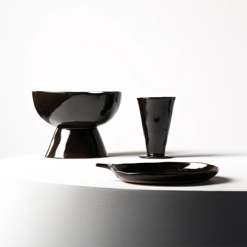 Tall bowl on foot La Mère - Dark brown