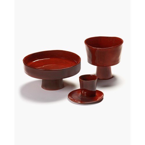 Soup plate on foot L La Mère - Venetian red