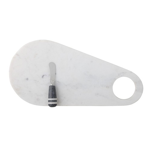 Abrielle cutting board (with knife) - white marble