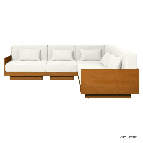 Canapé Georges L'angle 5 places - Bois massif Iroko