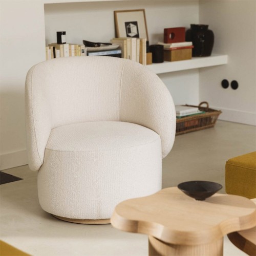 Sillón Auguste acabado natural - rizo crema