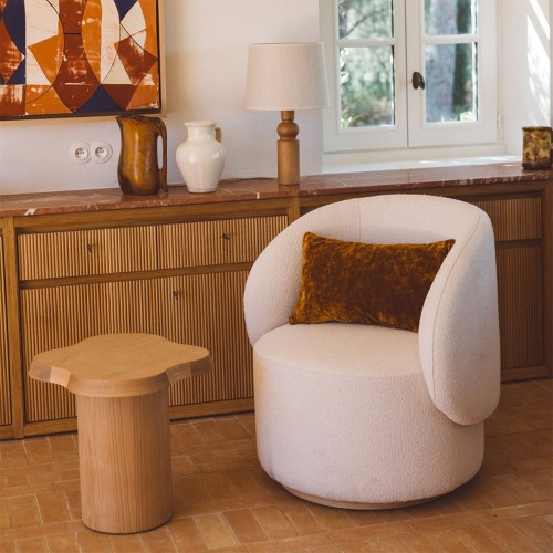 Auguste armchair natural finish - cream curl