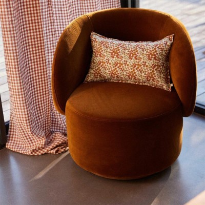 Fauteuil Auguste finition noyer - velours ocre 2