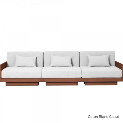 Elegante divano Georges a 3 posti in finitura noce - cotone bianco sporco Gabrielle Paris