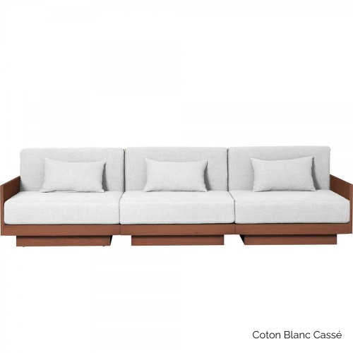 Elegante 3-zitsbank Georges in walnoot afwerking - off-white katoen