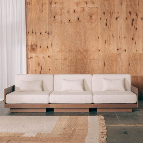 Sofa Georges l'élégant 3-Sitzer Finish Walnuss - Leinen Curry