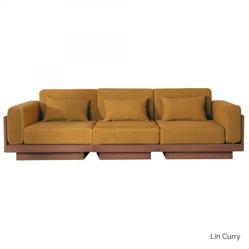 Sofa Georges Le Confortable 3-Sitzer Finish Walnuss - Lin curry