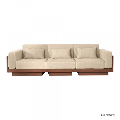 Sofa Georges Le Confortable 3-Sitzer Finish Walnuss - Natürliches Leinen Gabrielle Paris