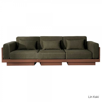 Bank Georges Le Confortable 3 zits walnoot afwerking - Lin Kaki Gabrielle Paris