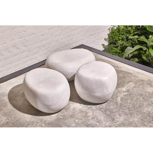 Outdoor-Hocker PEBBLE L - weiß