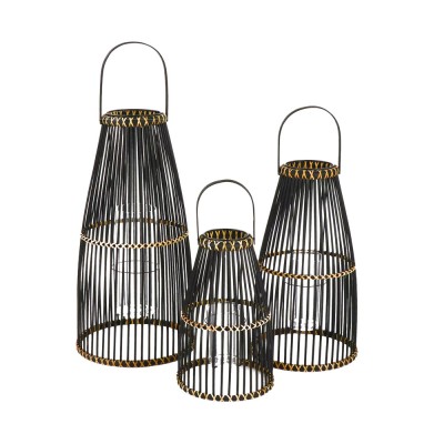 Set of 3 SKAGEN lanterns - black Pomax