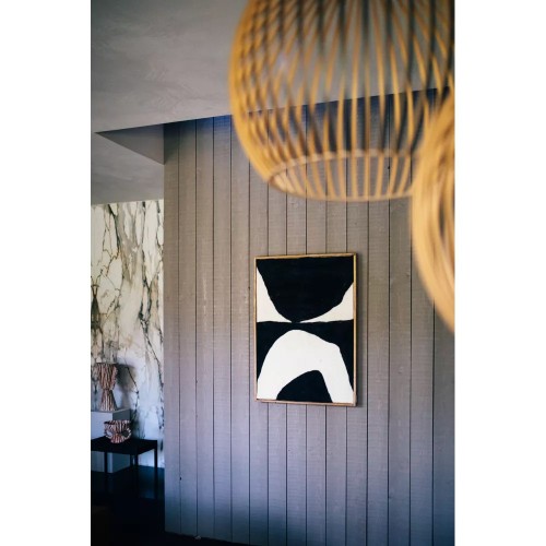 Canvas met WOOLY frame L 76 x B 6,5 x H 107 cm - zwart/wit