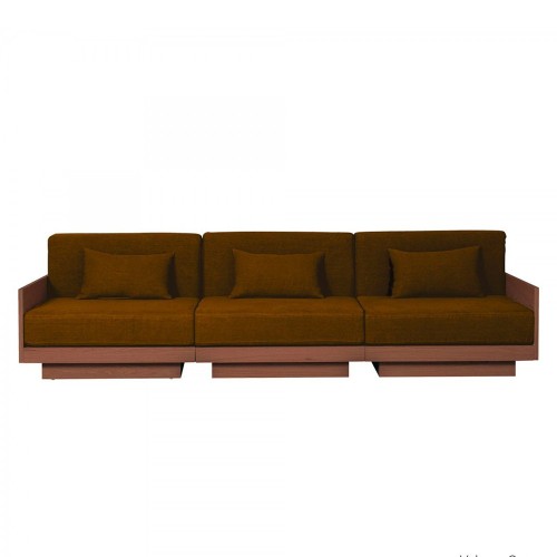 Georges l'élégant 3-seater sofa in walnut finish - ochre velvet