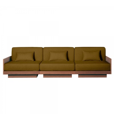 Elegante divano Georges a 3 posti con finitura in noce - Bouclette ambrata Gabrielle Paris