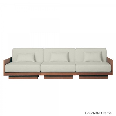 Georges l'élégant 3-seater sofa in walnut finish - cream curl Gabrielle Paris