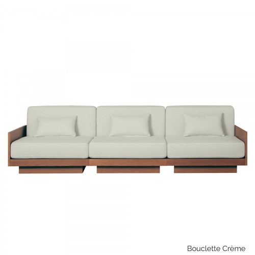 Georges l'élégant 3-seater sofa in walnut finish - cream curl